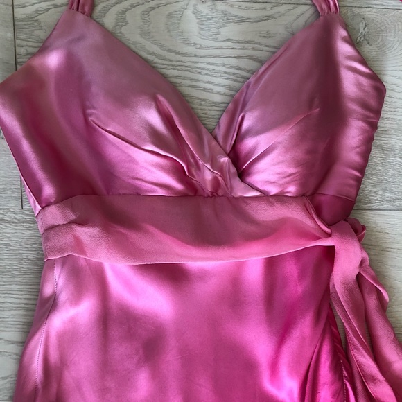 Cache Pink Ombré Satin Silk Halter Gown Dress - Picture 9 of 16